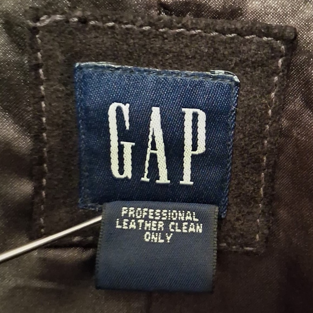 GAP Spring Leather Belted Jacket Dark Brown Mid-Length | Women's Size: Large - Picture 12 of 16